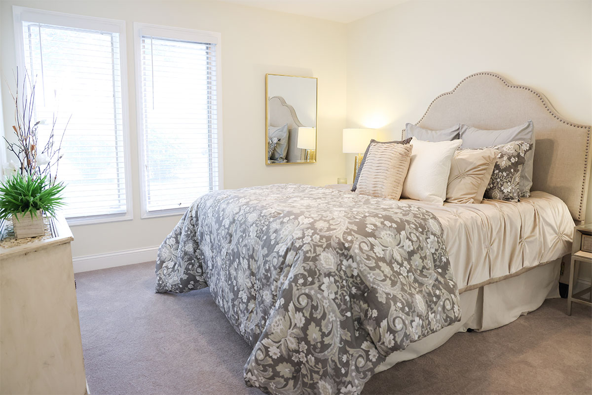 Bedroom of a Westerwood apartment.