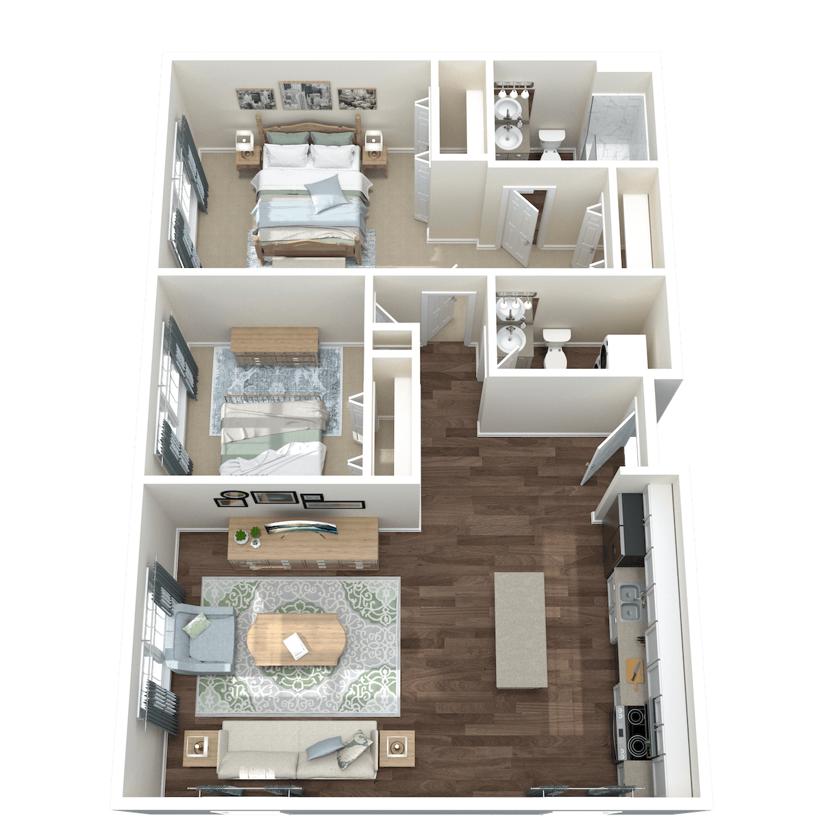 Independent Living floor plan Oak 3D model